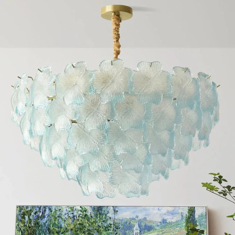 French Luxury Crystal Living Room Pendant Light Internet Famous Creative Shell Light Romantic Clover Pendant Light