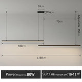 Modern Nordic Pendant Light Minimalist Long Black Hanging Lamp Home Decoration LED Chandeliers for Living Dining Room Office Bar