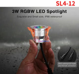 Mini 3W LED Spotlight IP66 Waterproof - 12V Recessed RGBW Downlight