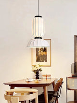 Japanese Wabi-Sabi Silk LED Pendant Light - Retro Art Lantern Ceiling Chandelier Lamp Fixture for B&B, Dining Room, Bar & Bedroom