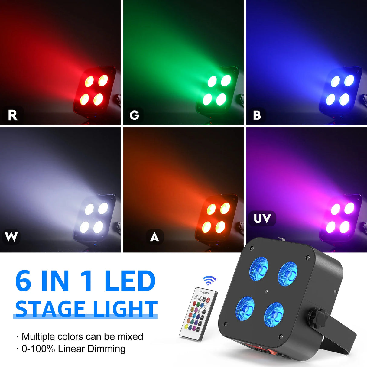 4-Pack/8-Pack 4x18W 6-in-1 RGBWA+UV Wireless Battery LED Par Light - App & DMX Controlled Stage Uplight for DJ, Party & Events