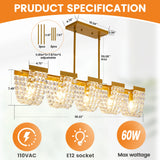 5-Light Luxury Gold Chandeliers for Living Room K9 Crystal Chandelier Fixture LED Lighting Decor for Bedroom Kitchen Island