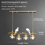 Nordic LED Glass Chandelier Modern Creative Bird Restaurant Dining Table Glass Pendant Light Living Room Bar Counter Decoration
