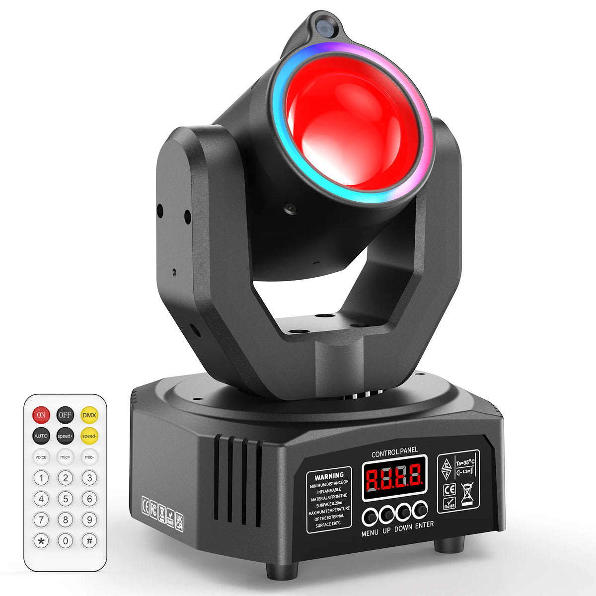 Mini 30W RGBW 4-in-1 Spot Beam Moving Head Light - DMX & Sound-Activated Stage Strobe Light for DJ, Disco, Bar & Party
