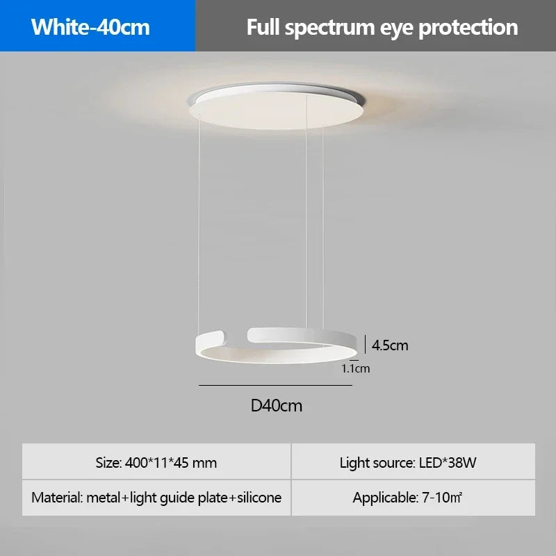 Modern Ring Pendant Lamp Remote Control Dimmable Warm White Eye Protection Led Chandelier Kitchen Island Dining Room