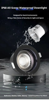 IP68 Waterproof LED Downlight Embedded 7W 9W 12W 15W 18W 24W LED Ceiling Light For Kitchen Washbasin Bathroom Recessed Spotlight