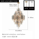Crystorama Addis Polished Chrome Murano Glass Chandelier - Modern Luxury Pendant Light Fixture for Villa Staircase, Living Room & Hotel