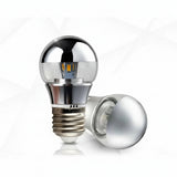 Half Silver Mirror LED Bulb - G45 Crown Silver Globe for Vanities & Pendants