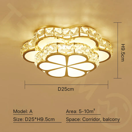 Fashion Flower Crystal LED Aisle Ceiling Chandelier Lamps Gold Plat fonier For Corridor Lustre Corridor Balcony Entrance lighting