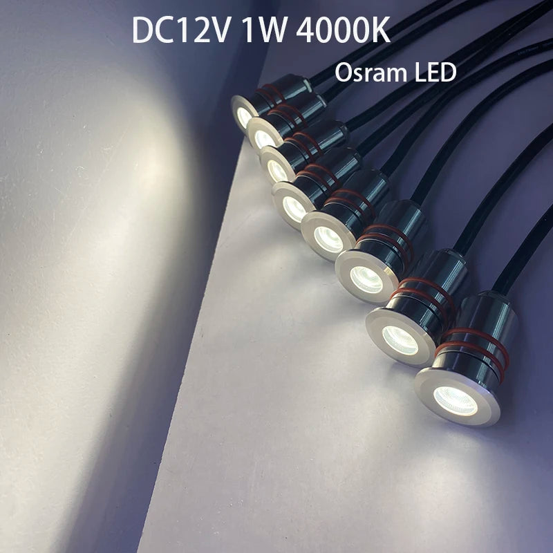 1W Mini LED IP68 Waterproof Stainless Steel Pool Underwater Lamp DC12V 24V Stair Pathway Garden Deck Spotlight Underground Light