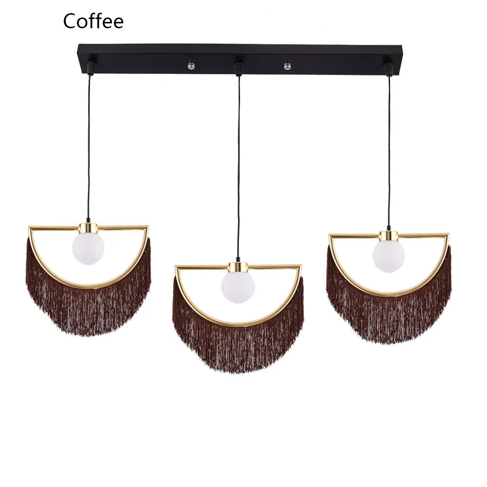 Nordic Tassel Glass Ball Chandelier Simple and Creative Suspension Lamp Girl Bedroom Bedside Bar Restaurant ETC LED Decors Lights