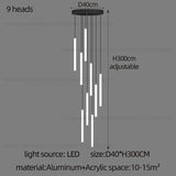 Minimalist Chandelier LED Stair Strip Lamp Duplex Building Interior Lighting Lamps Modern Dining Table Living Room Pendant Light