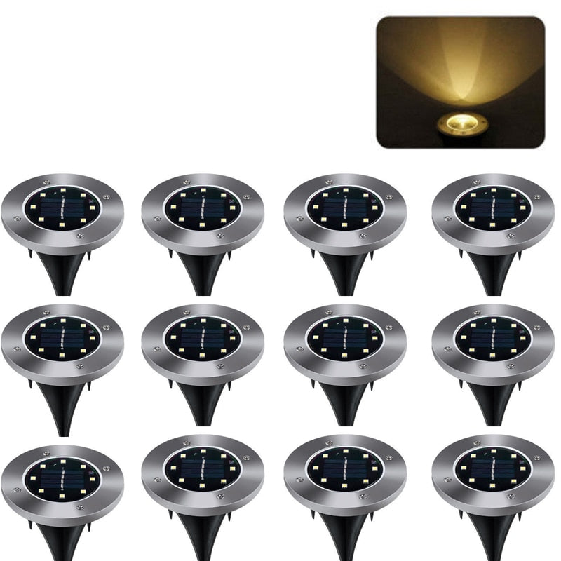 8 LED Solar Garden Lights Outdoor Patio Disk Buried Lights In-Ground Landscape Lighting For Lawn Patio Pathway Yard Deck Walkway