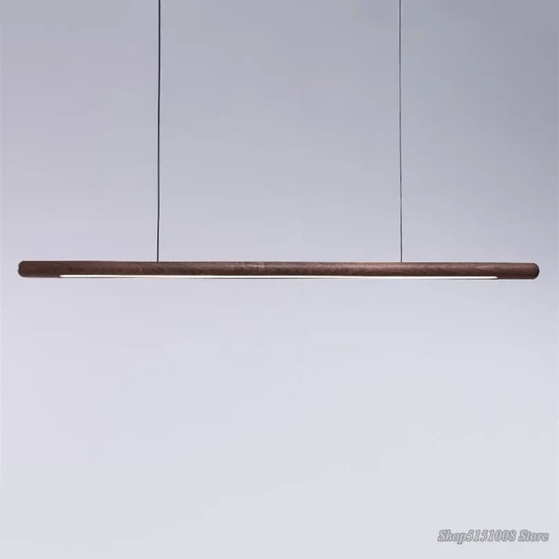 Black Walnut  Pendant Lights Dining Tablesimple Strip Wood Hanging Lamps Kitchen fixture Home Decor Chandelier indoor lighting