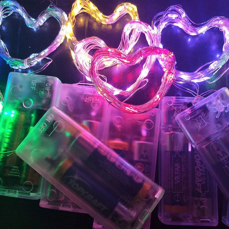 Battery Powered LED Silver Wire String Lights - 1M 2M 5M 10M Fairy Garland