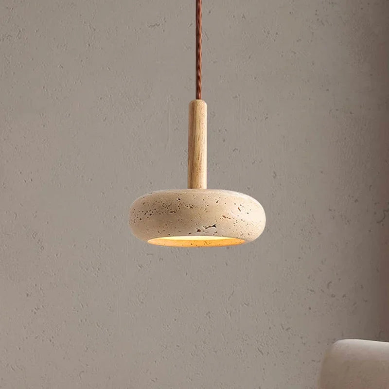 2026 New Hot Selling Pendant Lamps Wabi Sabi Circular Yellow Stone Commercial Home Decoration Restaurant Room LED Droplight