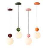 Modern Color Round Ball Long-Line Bedroom Single-Head Pendant Lamp With Glass And Injection-Molded Cover For Dining Room E27