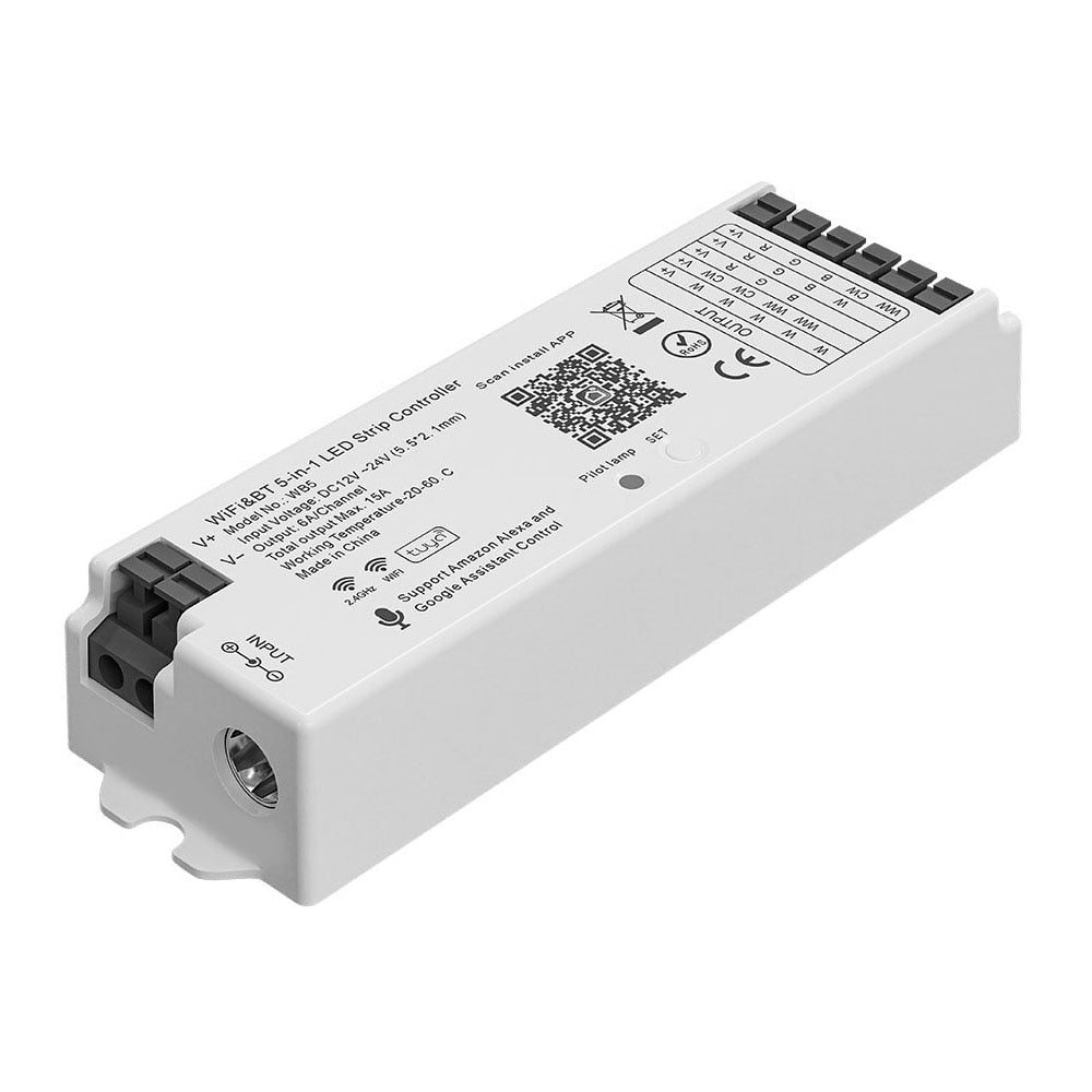 WiFi 5 IN 1 LED Controller Tuya APP Alexa Google Home Voice Control RGB RGBW CCT Led Strip Dimmer Bluetooth APP RF Remote