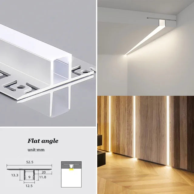1M Recessed Led Aluminum Profile Channel Holder for Indoor Home Ceiling Wall Backlight Bar Linear Light Indirect Decors Lighting