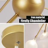 Nordic Modern Firefly Ceiling Chandelier Pendant Lamp G4 Led Lights Home Baby Room Bedroom Living Room Decoration Salon Starry