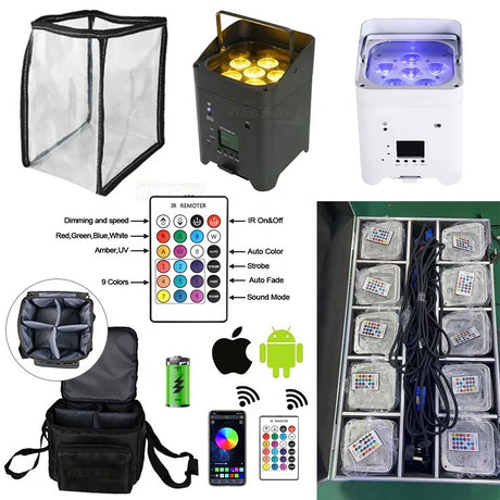 One Piece 6*18W Up lights Battery Wireless Backdrop RGBWA+UV Wedding Party Dj Lights Stage Par Wireless Up lights With Case