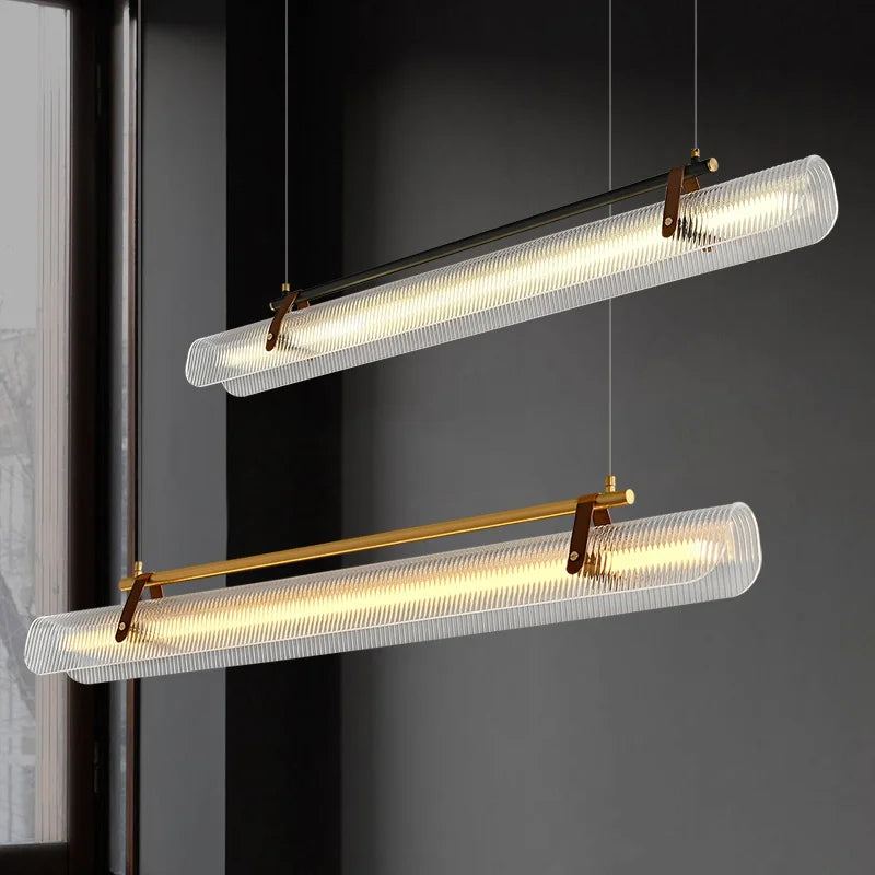Nordic Modern Minimalist Acrylic Strip Pendant Light Dining Room Study Exhibition Hall Bar Counter Hanging Lamp Lighting Fixture