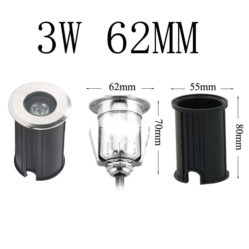 IP68 DC12V 220V 3W Outdoor Lighting for Garden Yard Step Stairs Floor Deck LED Recessed Inground Lamps LED Underground Spotlight