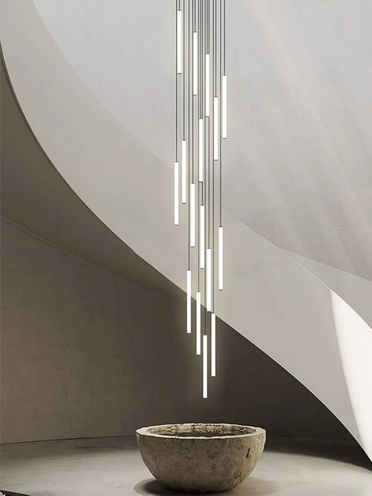 Minimalist Chandelier LED Stair Strip Lamp Duplex Building Interior Lighting Lamps Modern Dining Table Living Room Pendant Light
