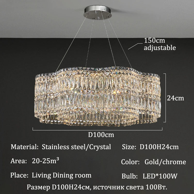 Modern Luxury LED Crystal Chandeliers Home Villa Decoration Living Dining Room Lighting Ceiling Pendant Lights Indoor Fixtures