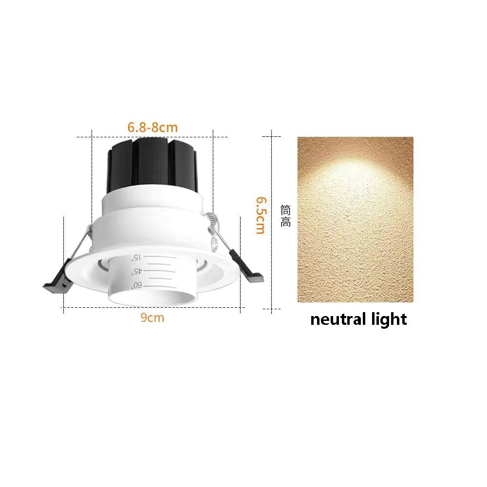 LED Recessed Spotlight Commercial Lighting Downlight Telescopic Focusing Spotlight Home Living Room COB Spotlight