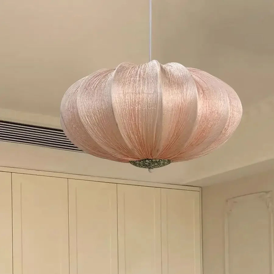 Handmade Wabi-Sabi Cloth Pendant Light - Japanese Nordic Cream Style Fabric Ceiling Chandelier Lamp Fixture for Apartment Living & Dining Room