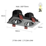 Led Downlight Recessed Deep Anti-glare Led Ceiling Downlights Single/ Double Dimmable 12W 24W For Home Bedroom Spot Office Lamp