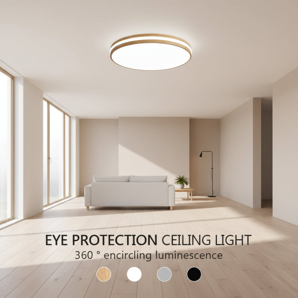 Nordic Wood Grain LED Ceiling Light - Minimalist Macaron Bedroom Decor