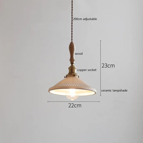 Butterfly Ceramic LED Pendant Lamp Beside Wooden Handle Copper Socket Home Decors Bedroom Dining Living Room Light Hang lamp