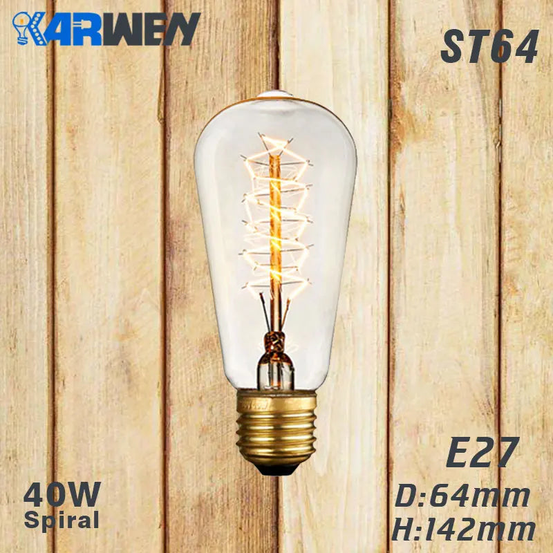 Edison Bulb E27 Incandescent Retro Lamp 40W 220V ST64 A19 T45 T10 G80 G95 Antique Vintage Bulb Edison Lamp filament Light bulb