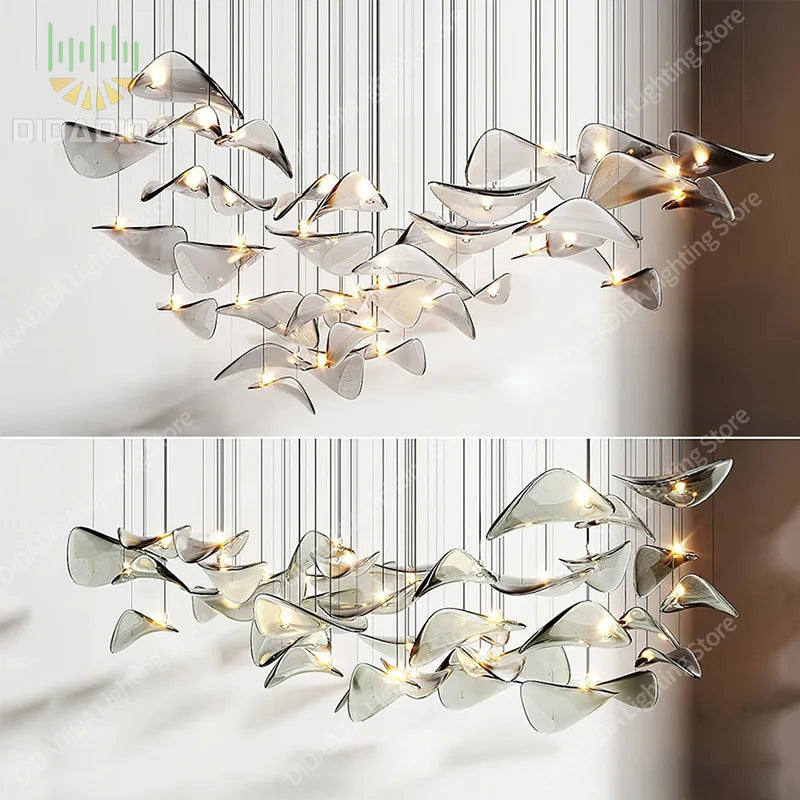 2026 New French Clear Glass Lustre Chandelier, Custom Hardware Pendant Lamp for Duplex Stairwell, Elegant Light for Ceilings