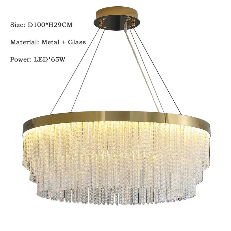 Post Modern Led Chandelier 2025 New Tassel Crystal Pendant Lamp American Luxurious Chandelier Home Decor Luster Lighting Fixture