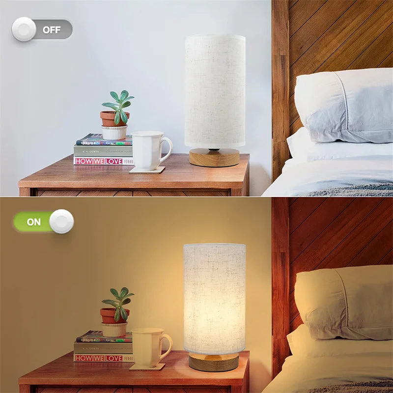 USB Powered Modern Nordic Wood Table Lamp Night Light for Bedroom Illumination Warm White Gift Wooden Bedside Kids Room Decor