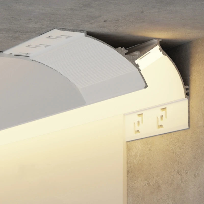 Free Ceiling LED Aluminum Profile Invisible Frameless Gypsum Channel Top Corner Line Lamp Waistline Wall Washer Backlight Light