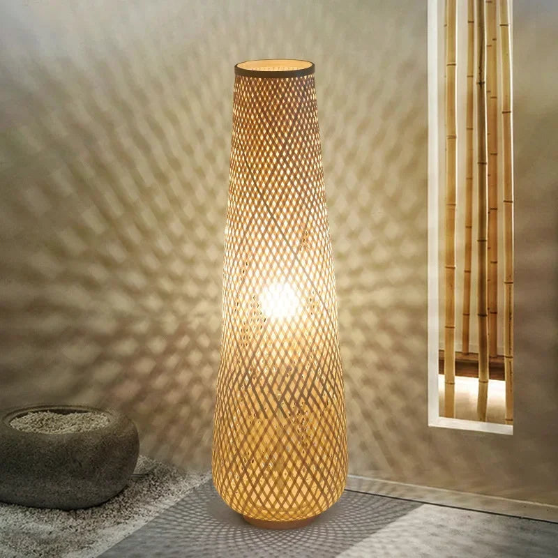 Japanese Style Floor Lamp Tea Room Zen Bamboo Creative Vertical Light Nordic Living Room Bedroom Ins Style Sofa Side Art Lights