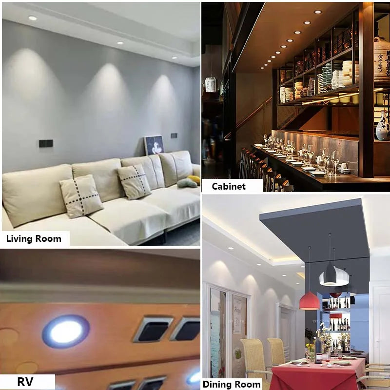 3W Indoor LED Mini Spotlights 12V 24V Ultra Thin Recessed Ceiling Panel Light IP42 Caravan Boat Kitchen Vehicle Camper Downlight