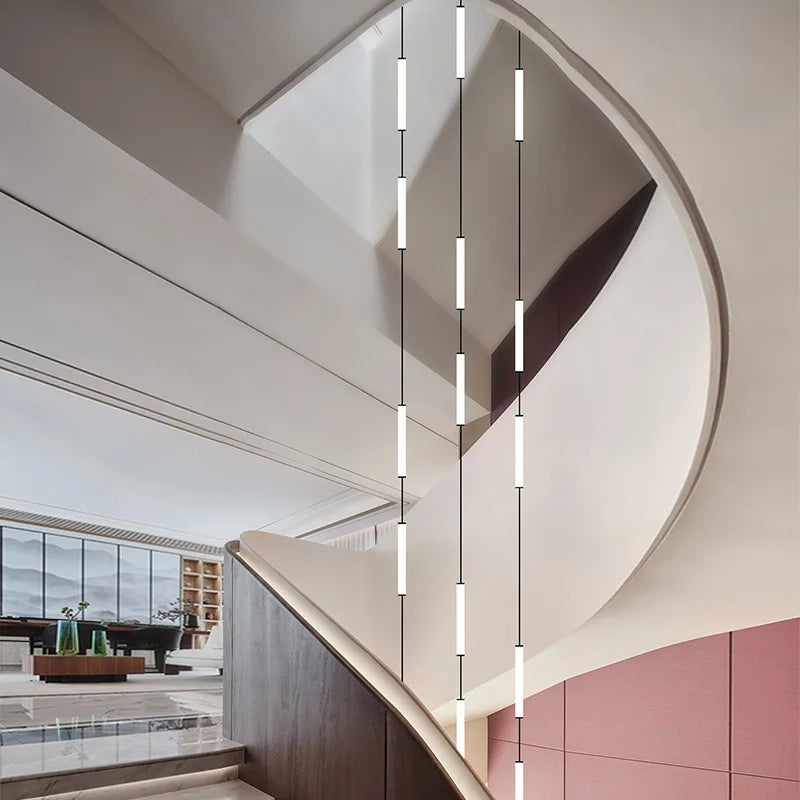 Long Chandelier Staircase Lamp Designer Modern Living Room Chandelier Nordic Indoor Villa Hall Long Line Penthouse Pendant Lamp