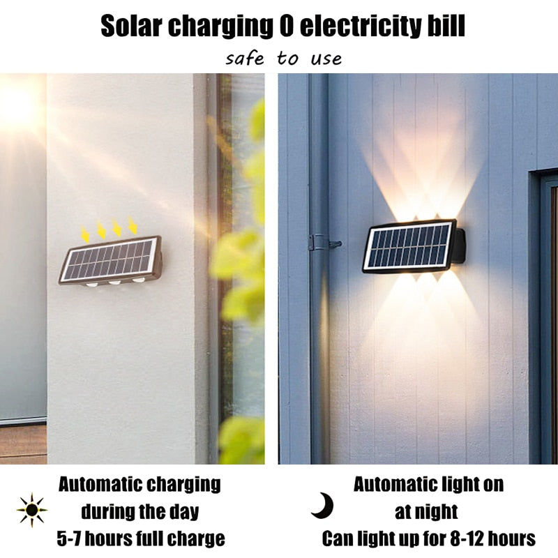 2023 NEW Strong Brightness Solar LED Outdoor Wall Lamps Waterproof Garden Decors Lamp Balcony Courtyard Outdoor Solar Wall Light