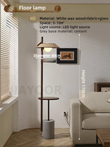 French Retro Wooden Floor Lamp Living Room Shelf Lamp Quiet And Stylish Bedroom Bedside Lights Room Decoration Table Light LED