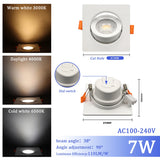 LED Change Color 3 CCT 3000K 4000K 6000K LED Ceiling Spotlight Embedded Light 7W AC 110V 220V Adjust 90°  1-10pcs Lighting Spot