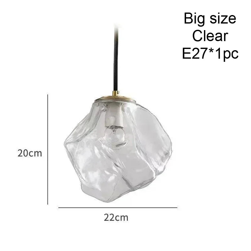 Ice Crystal Pendant Lamp Nordic Minimalism Bedside Restaurant Mirror Front Atmosphere Droplight Glass Stone Ceiling Chandelier