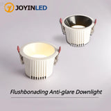 Anti-Glare Recessed LED Spotlight - 7W 12W Matte Black & White Downlight