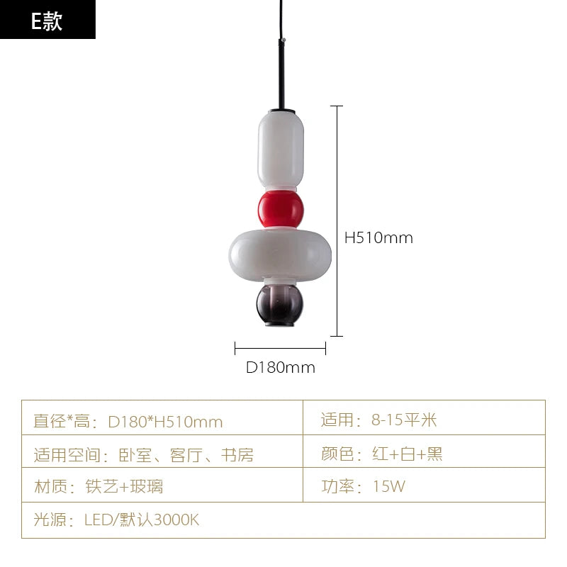 Nordic Colored Glass Pendant Lights Designer Poma Hanging Lamp Candy Glass Restaurant Bar Light Fixture Bedroom Bedside Lampara&#39;s