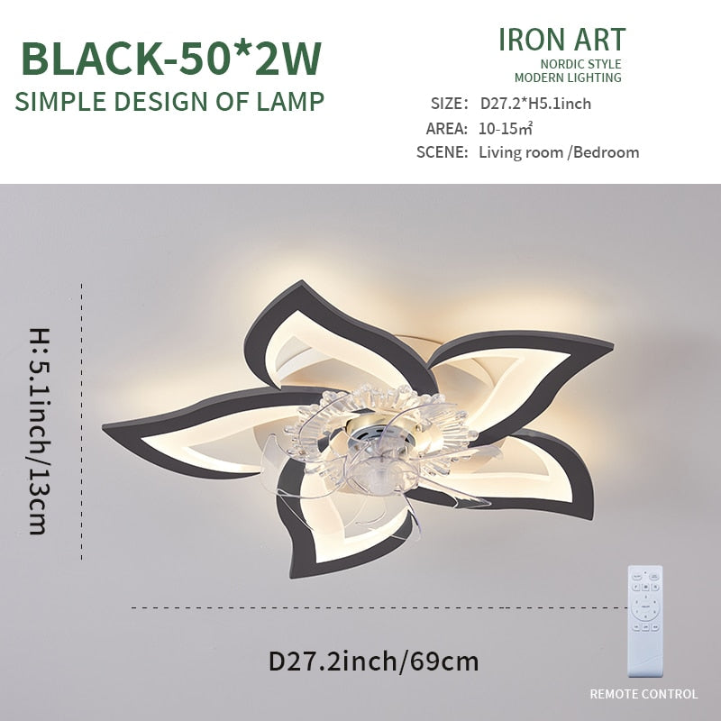 Ceiling Fan with Lights LED Fan Lamp Flower Shape Bedroom Ceiling Lamp Remote Control Dimmable Home ventilador de teto