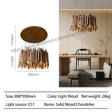 Retro Wooden Hanging Chandelier Light Dining Table Solid Wood Led Pendant Lamp Living Room Kitchen Chandelier Lighting Fixture